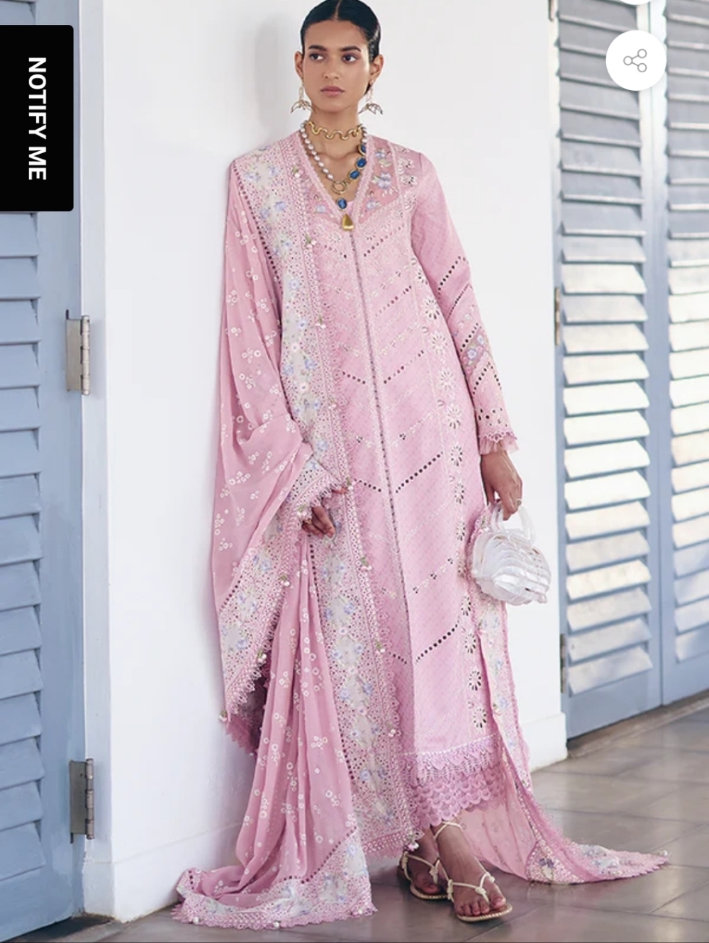 Lilac Pink Suffuse‎ Sana Yasir 4 Piece Women Outfit Size Medium
